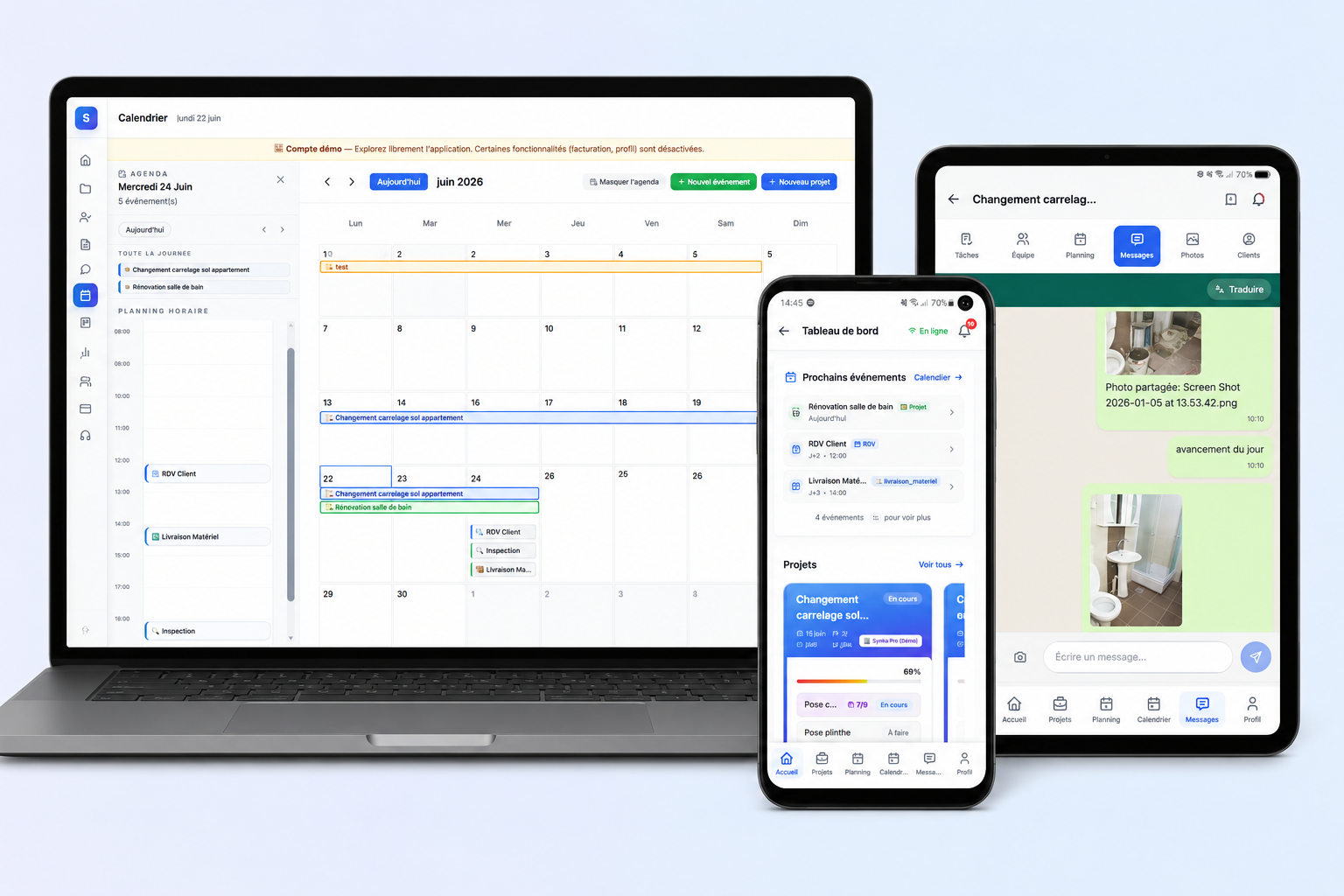 Vue complète Synka sur desktop